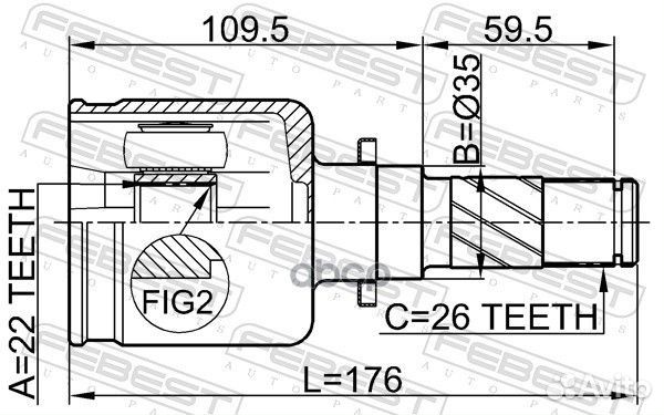 Шрус внутренний левый 22X35X26 0511M316atlh Febest