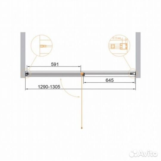 Душевая дверь Cezares urban-B-12-130-C-nero