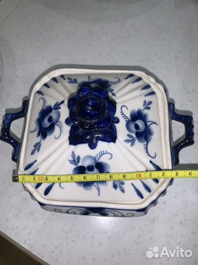 Шкатулка/сахарница Гжель, Чайная кробочка