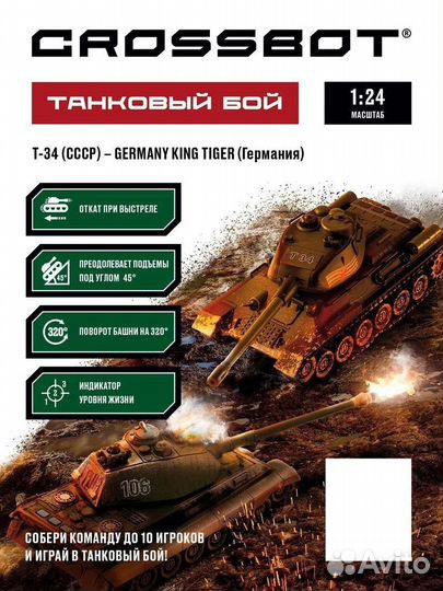 Радиоуправляемый танковый бой 1:24 Т-34 (СССР) - Germany King Tiger (Германия) 870622