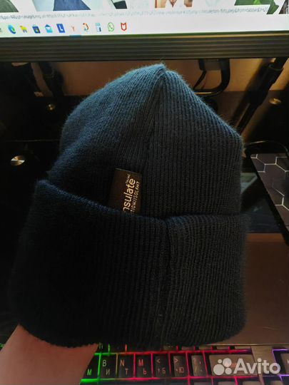 Шапка вязаная двойная Сплав Thinsulate синяя