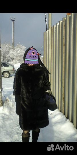 Шуба норковая поперечка с капюшоном