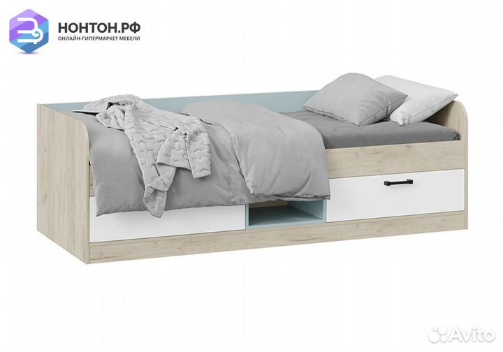 Кровать Оливер дуб крафт серый / белый / серо-голу