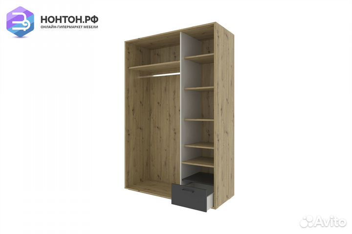 Шкаф 3-х створчатый kubo шк-130 артизан / чёрный