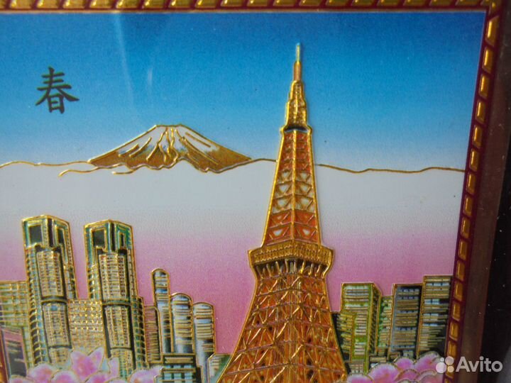 Японск авторск фарфор миниатюры 7,5х7,5 см позол