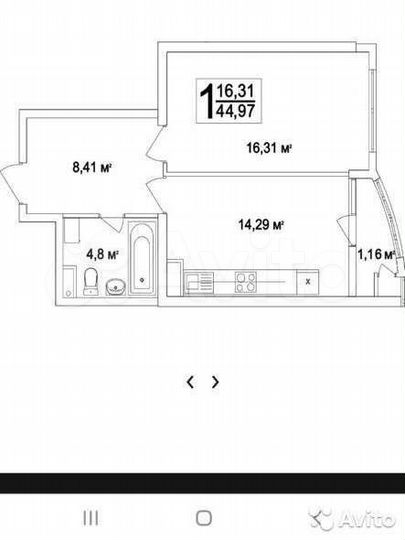 1-к. квартира, 45 м², 12/17 эт.