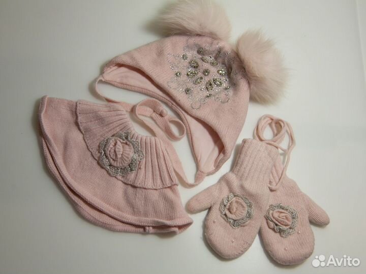 Chobi зима - шапка, манишка, варежки S
