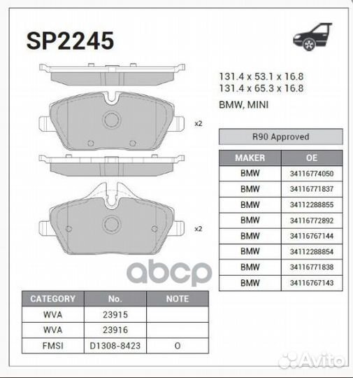 Колодки тормозные дисковые BMW E81/E82/E87/E88