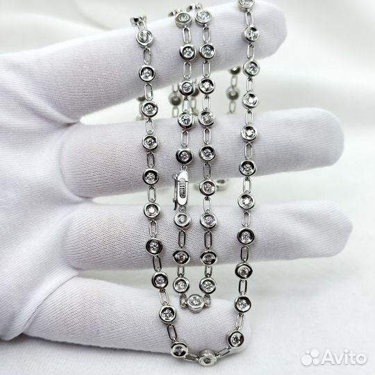 Золотая цепь ожерелье с бриллиантами 2,76 ct 750