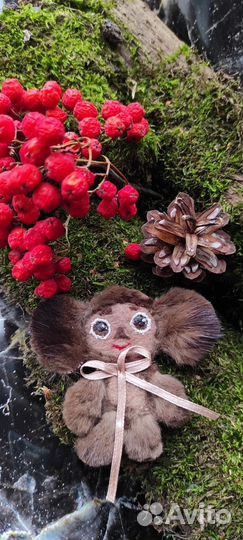 Чебурашка. Брошка из меха норки