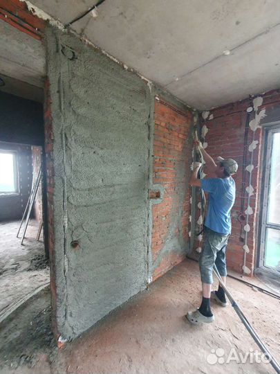 Штукатурка цементно-песчаная с материалом мех