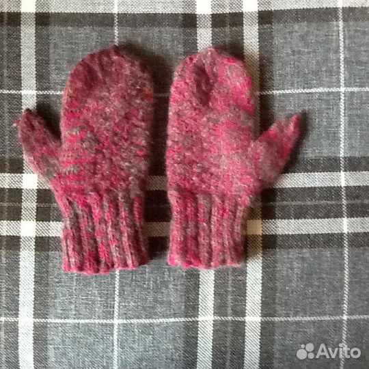 Варежки детские, новые,вязаные(овечья шерсть) 21х9
