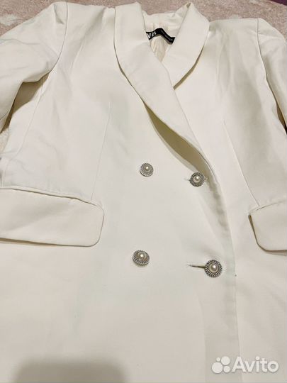 Пиджак приталенный zara белый 40 S