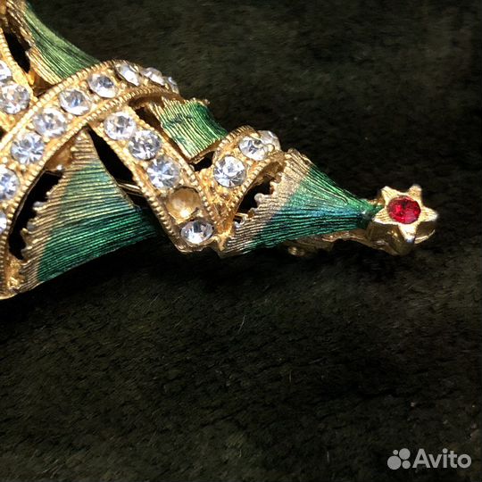 Винтажная брошь ёлочка JJ