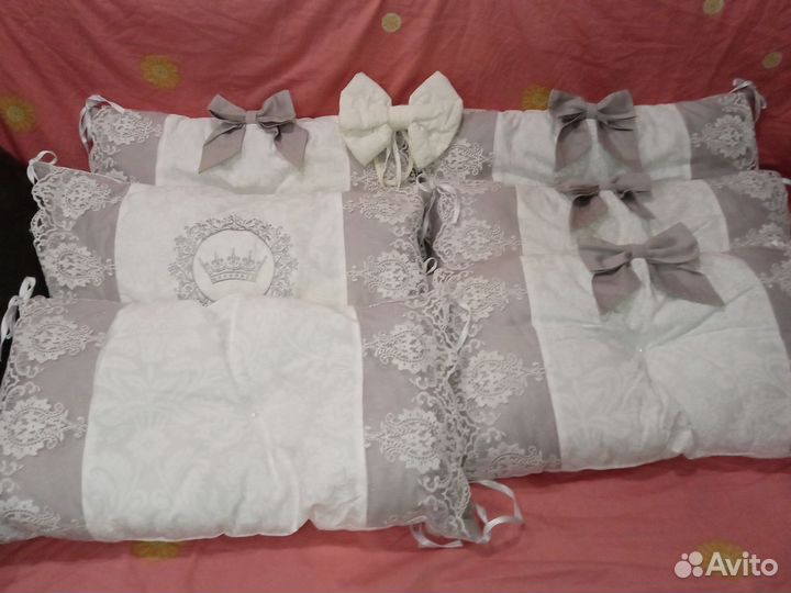 Бортики в кроватку+балдахин с креплением