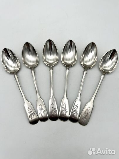 Набор из 6 чайных ложек серебро 84 проба 155,5 г