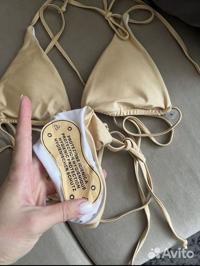 Новый купальник бежевый/золотой