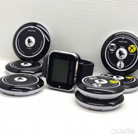 Кнопка вызова официанта Смайл ассортимерт с часами