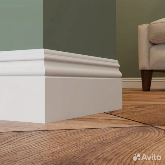 Напольный плинтус мдф белый 2,4 м