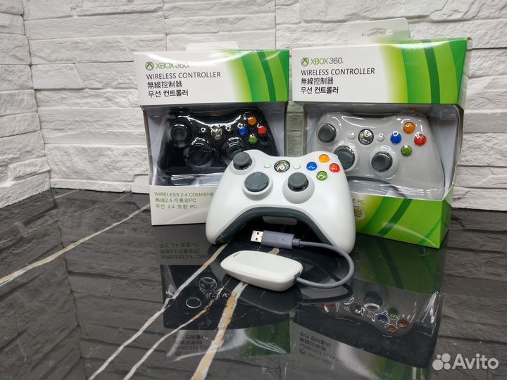 Геймпад Xbox 360 беспроводной с ресивером, Новый