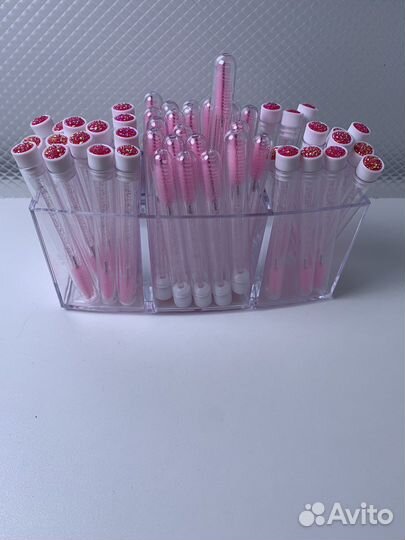Щеточки для ресниц Розовая, в колбе