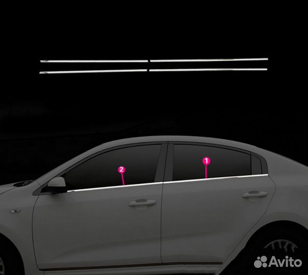 Хром молдинги окон нижние Киа Рио 4 - Kia Rio 2017