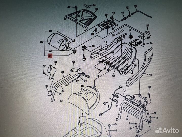 Рукоятка регулировки спинки пассажира Ямаха Yamaha