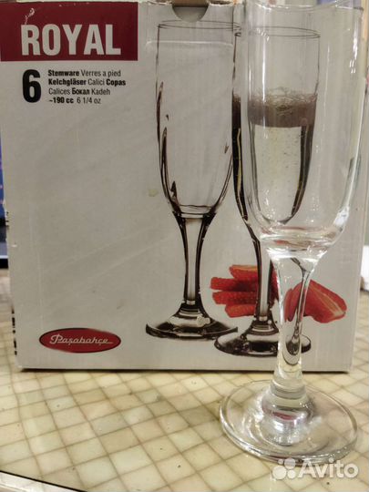 Стаканы 6 шт, рюмки для шампанского-5шт, стопки-6ш