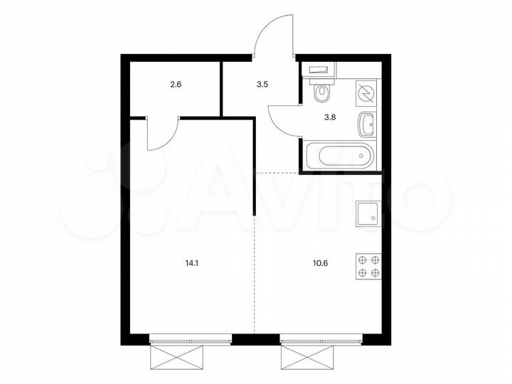 1-к. квартира, 34,6 м², 9/33 эт.