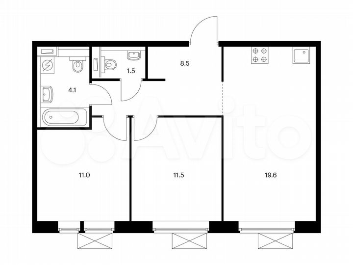 2-к. квартира, 56,2 м², 14/17 эт.