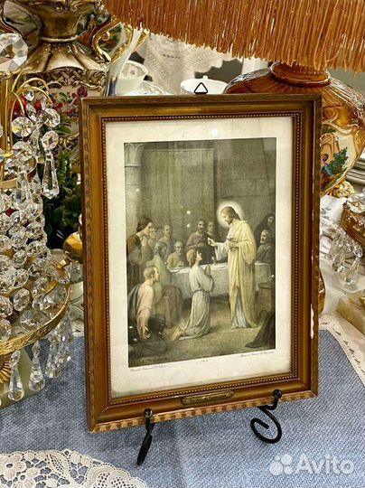 Иллюстрация, литография в рамке Причастие