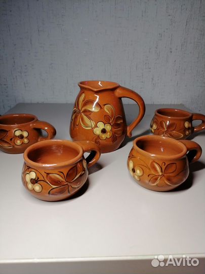 Глиняный кувшин с крышкой СССР