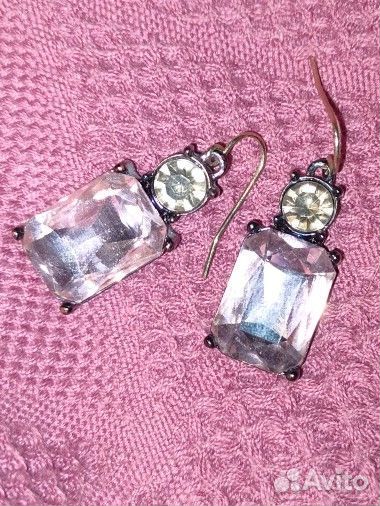 Серьги с розовым камнем + серьги с кистями