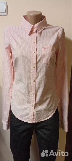 Рубашка женская розовая в полоску Abercrombie&Fitc