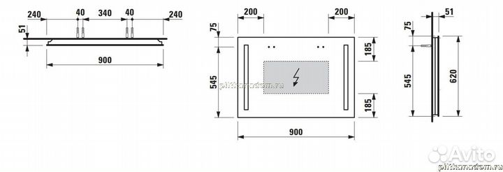 Laufen Palace 4.4724.1.996.144.1 зеркало, с подсветкой