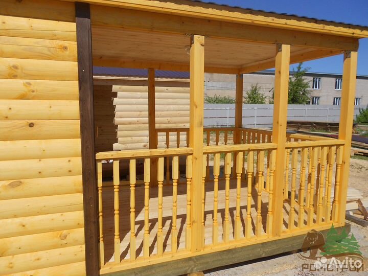 Баня с террасой 4x3м Рута