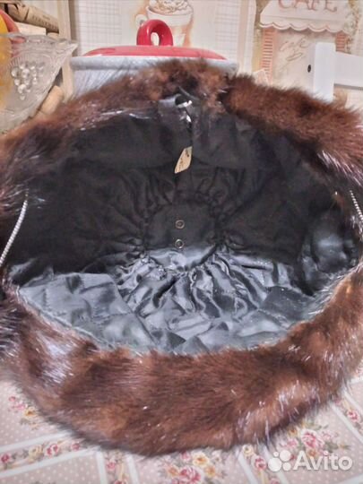Шапка норковая коричневая женская