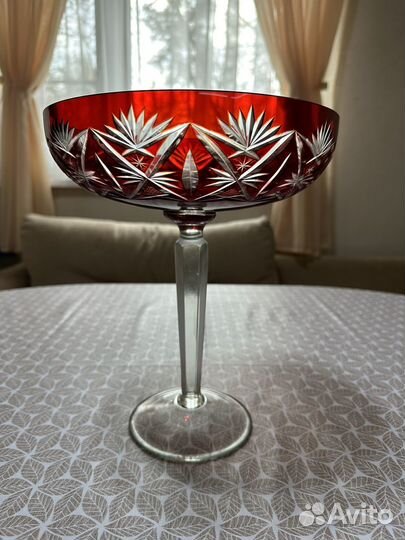 Ваза фруктовница времен СССР цветное стекло