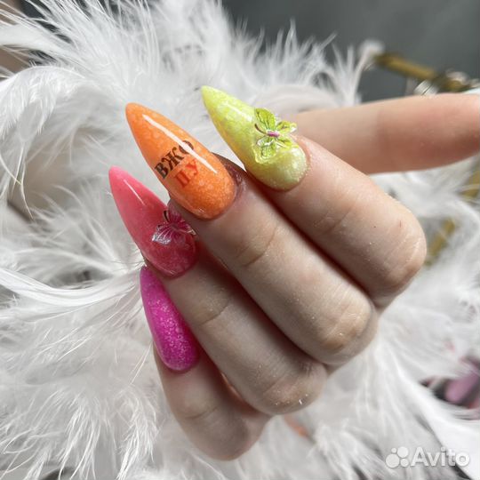 Маникюр гель лак педикюр наращивание
