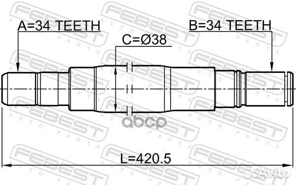 Полуось правая 34X421X34 1812mokrh Febest