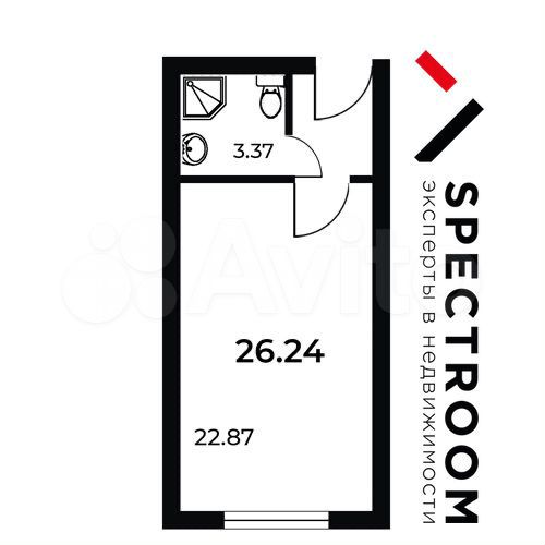 Апартаменты-студия, 26,3 м², 3/8 эт.