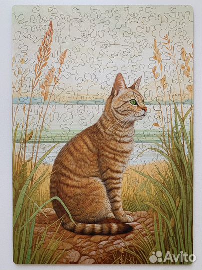 Деревянный пазл рыжий кот
