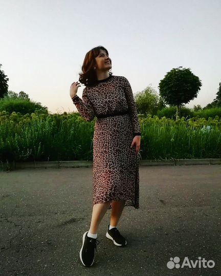 Платье леопардовое шифон 44р