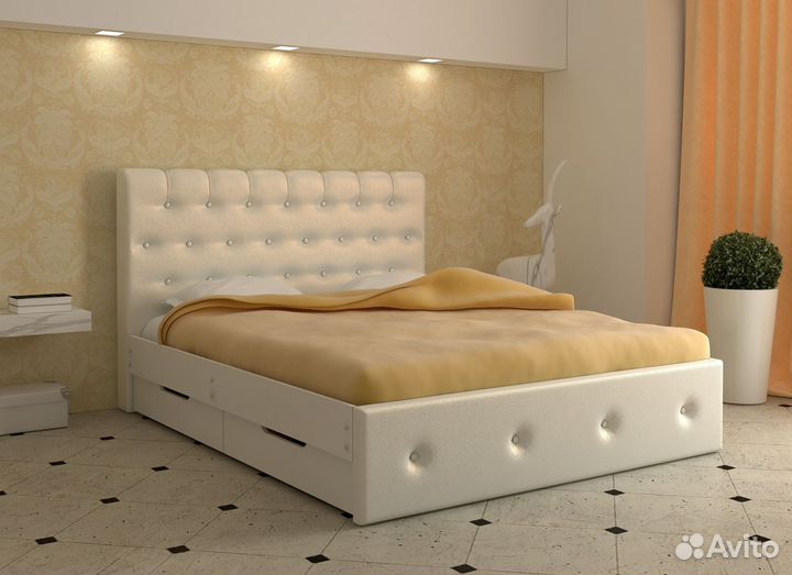 Кровать двуспальная Амели Тип 7 1,6 м Белая