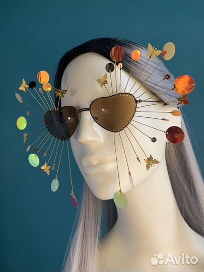 Очки карнавальные с пайетками в форме сердца