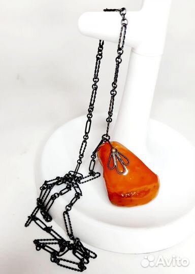Янтарный кулон на цепочке СССР