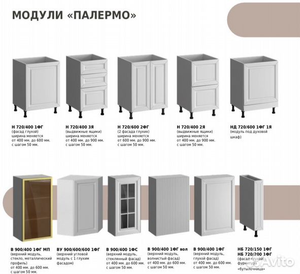 Кухонный гарнитур прямой Палермо 3,6м