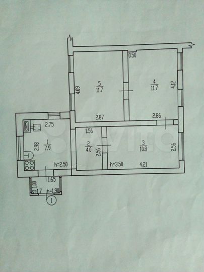 Доля в 2-к. квартире, 46,1 м², 1/1 эт.
