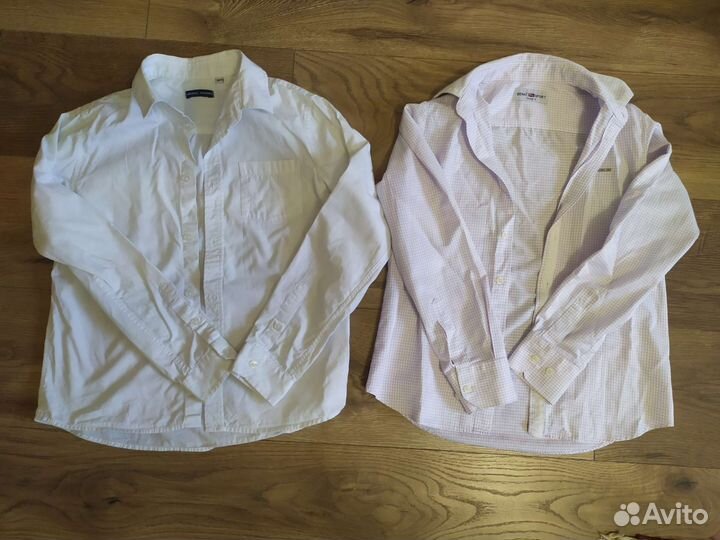 Рубашка белая в клеточку школьная 10/11