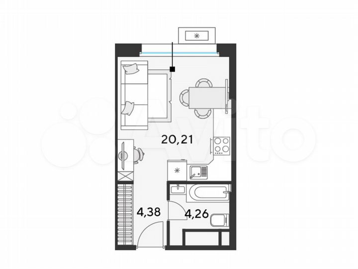 Квартира-студия, 28,9 м², 3/25 эт.